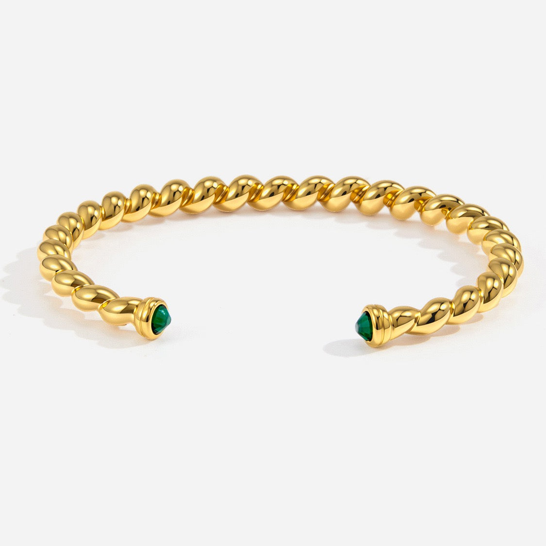 Twist Cuff Bracelet – Emerald Accent