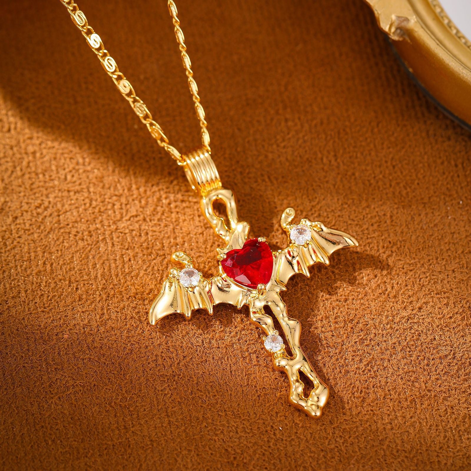 His & Hers Gothic Dragon Wing Necklace Set -Couples Jewelry