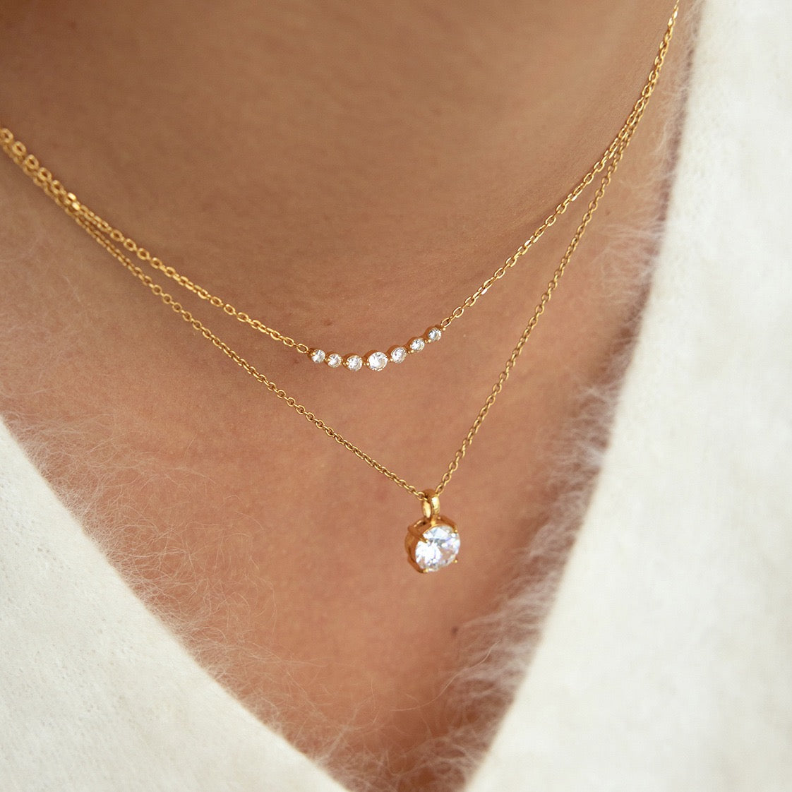 Graduated Lab Grown Diamond Necklace in 14K Gold