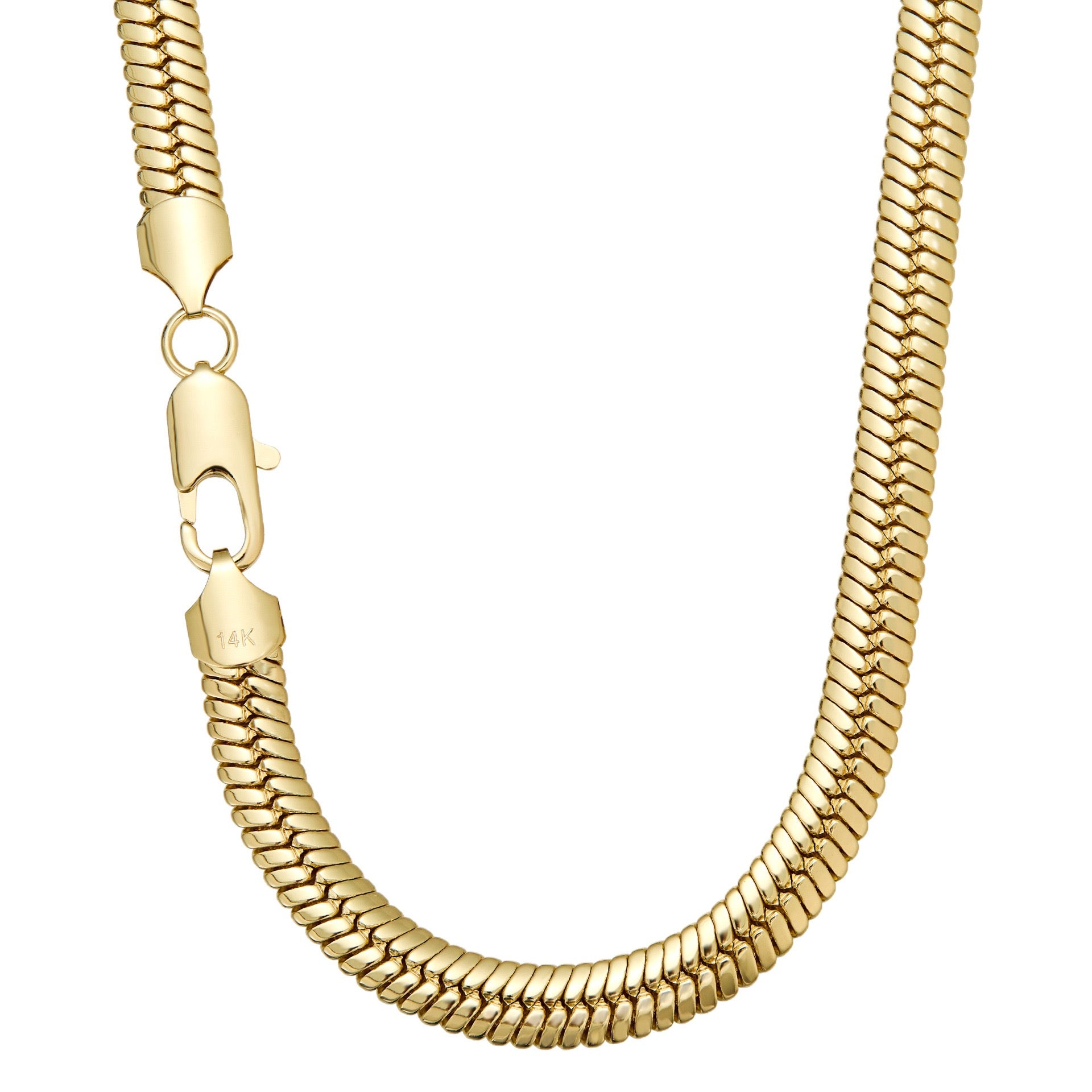 14K Gold Bold 10mm Herringbone Snake Chain Necklace