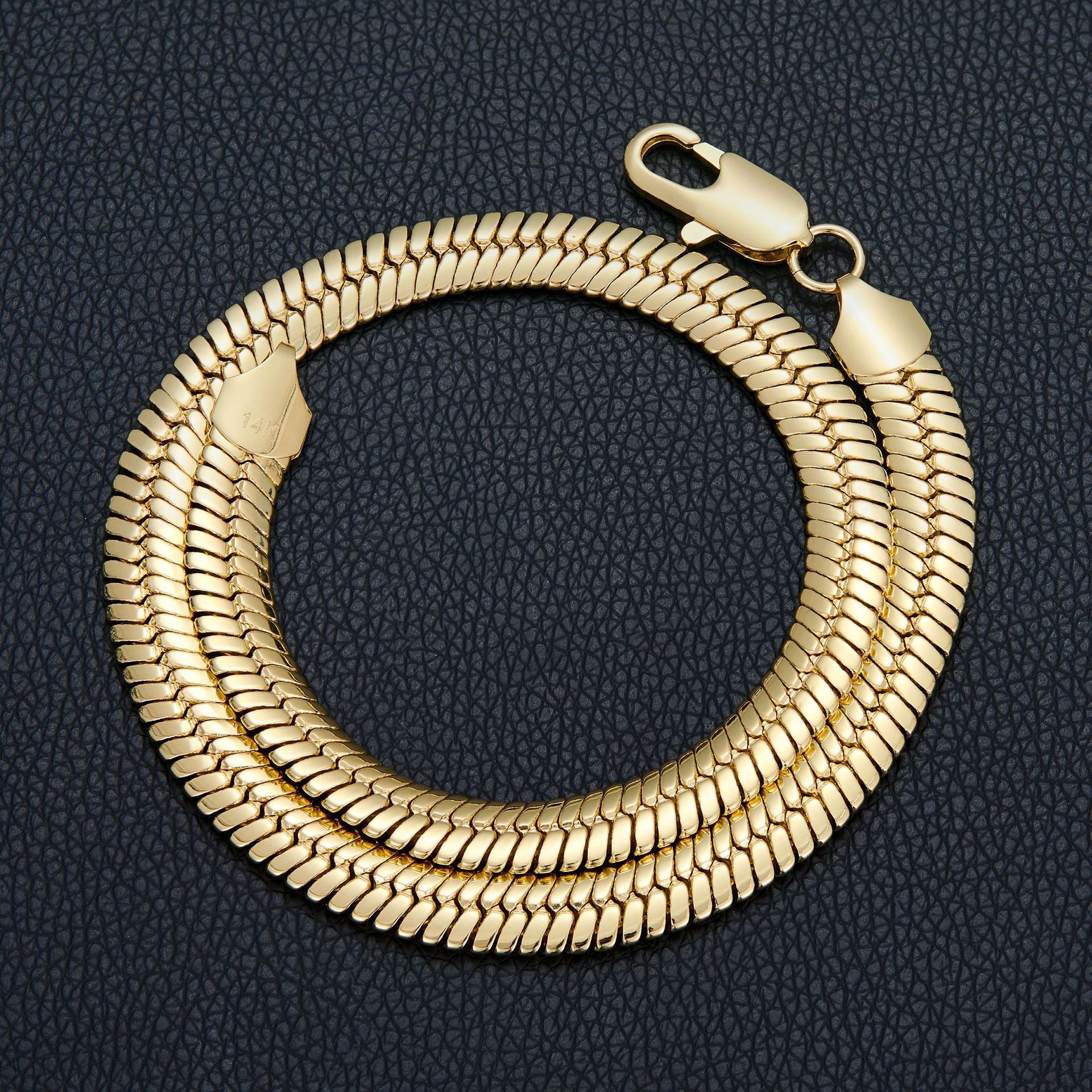 14K Gold Bold 10mm Herringbone Snake Chain Necklace