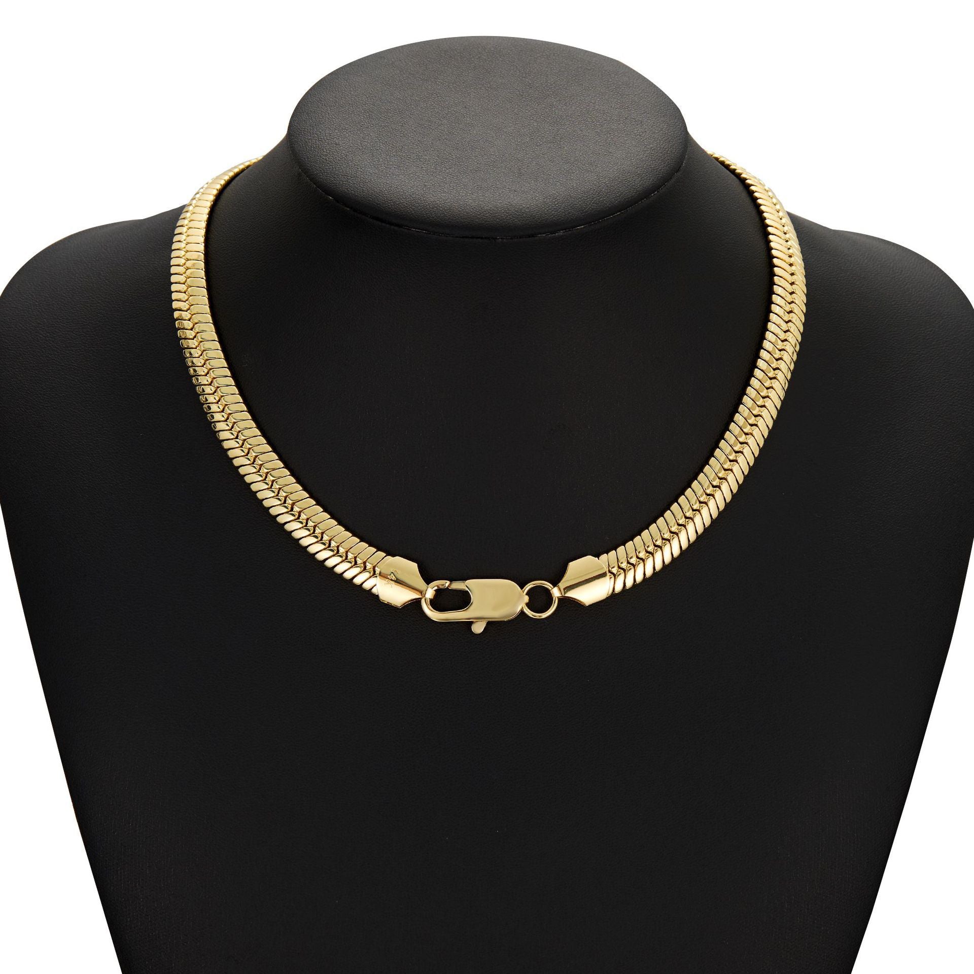 14K Gold Bold 10mm Herringbone Snake Chain Necklace