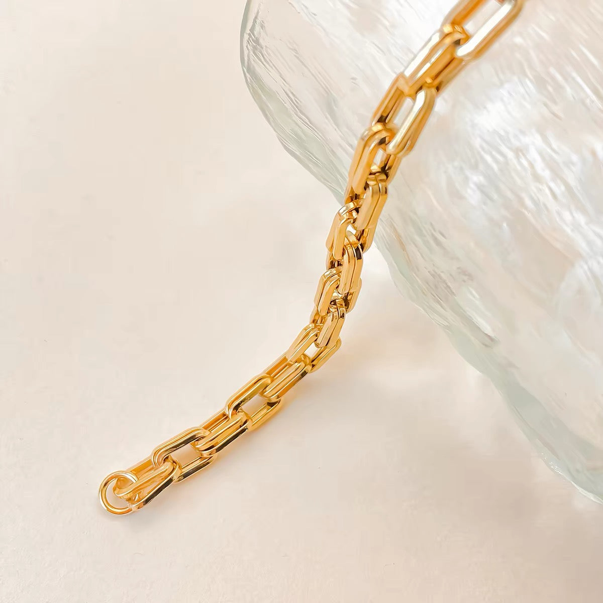 14K Gold Double Layer Paperclip Chain Bracelet