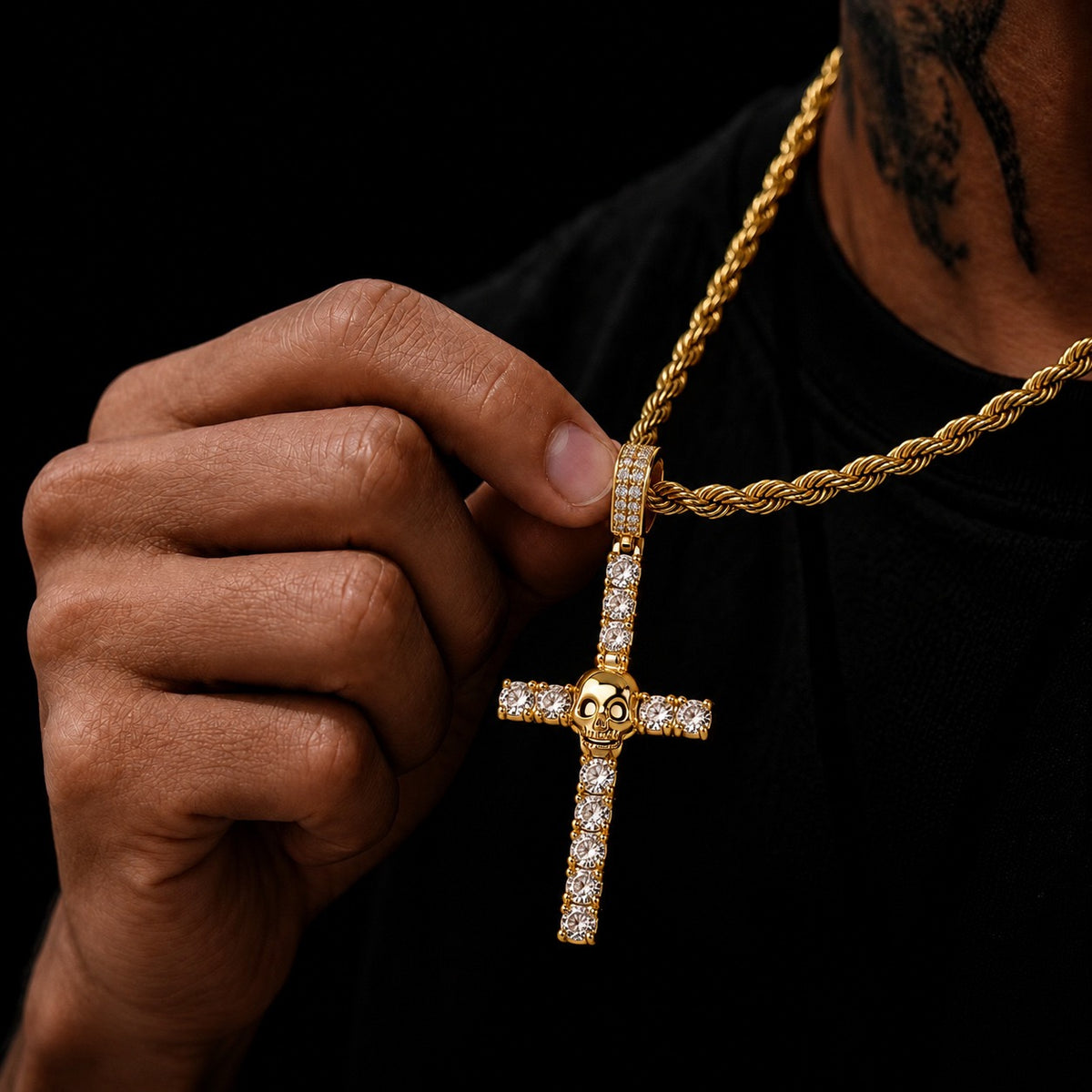 14K Gold CZ Skull Cross Pendant-News
