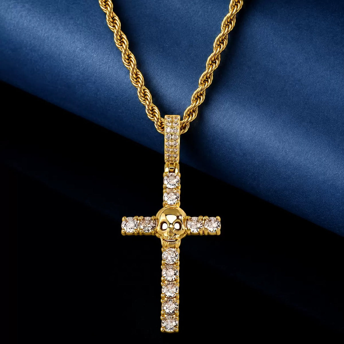 14K Gold CZ Skull Cross Pendant-News