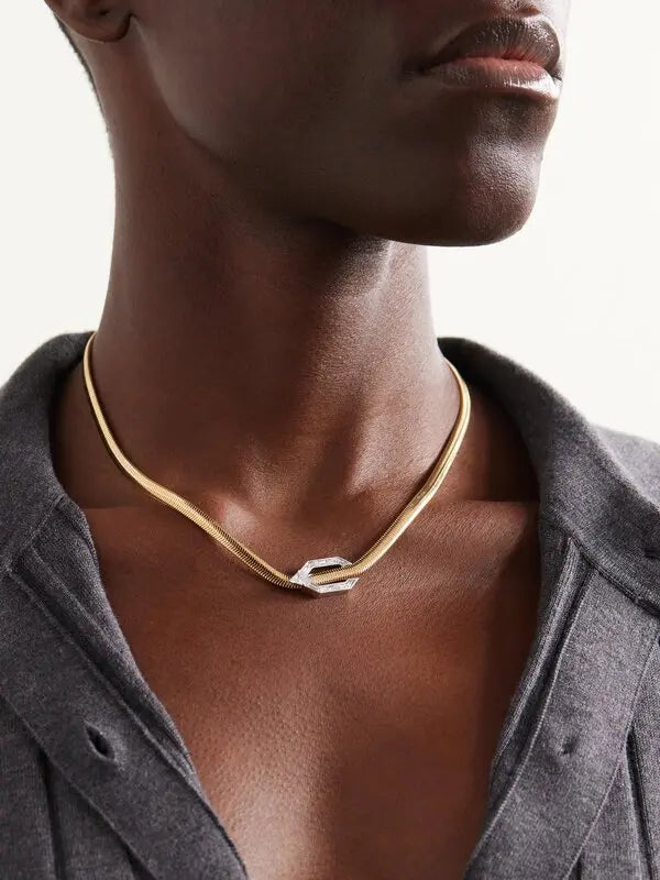 14K Gold Geometric Diamond Necklace