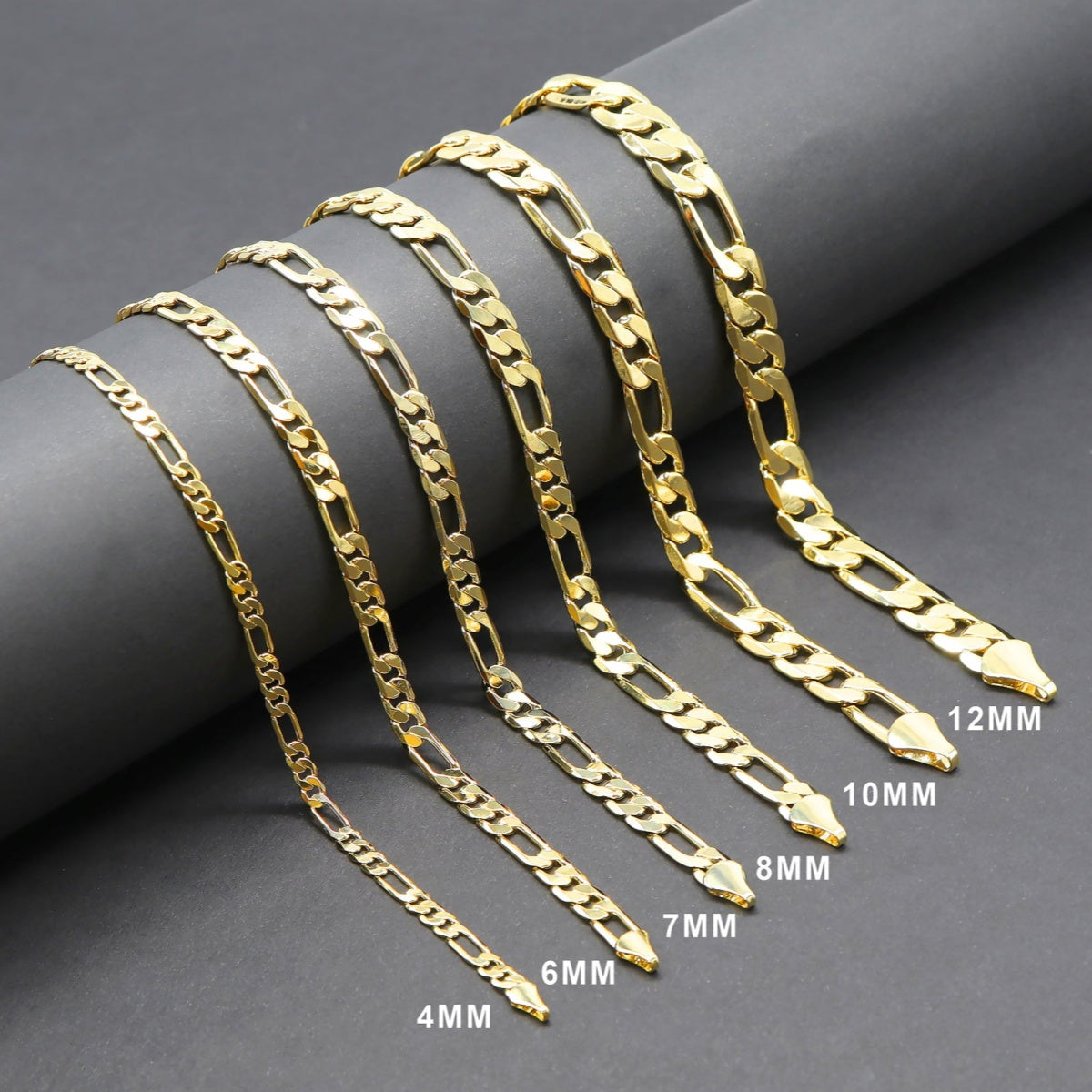 14K Gold Figaro Chain Necklace – Italian Style Unisex Chain 2mm–10mm