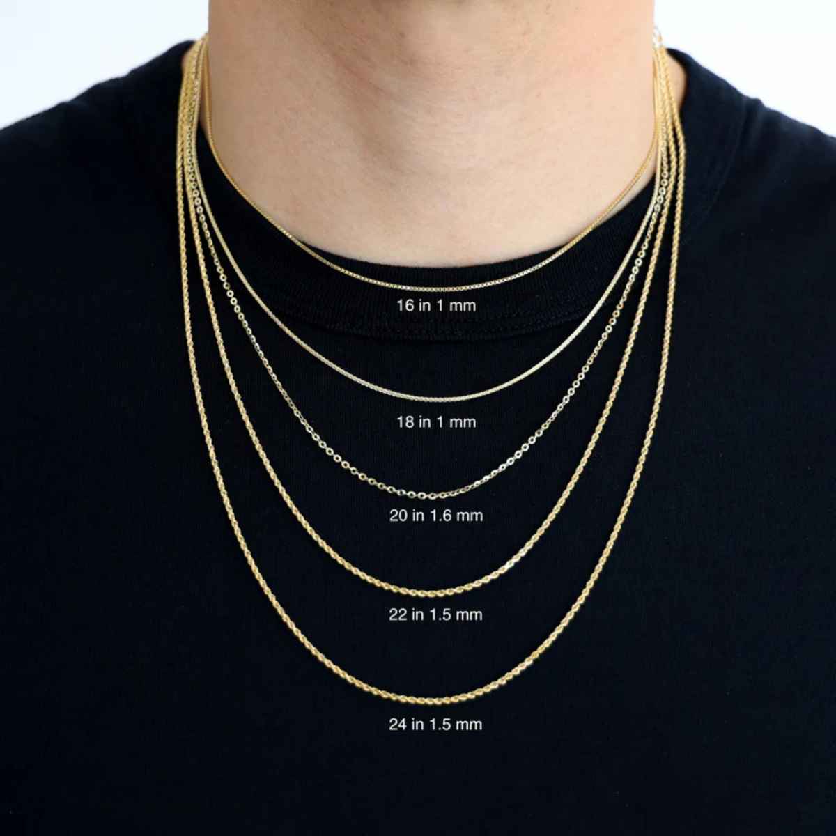14K Gold Figaro Chain Necklace – Italian Style Unisex Chain 2mm–10mm