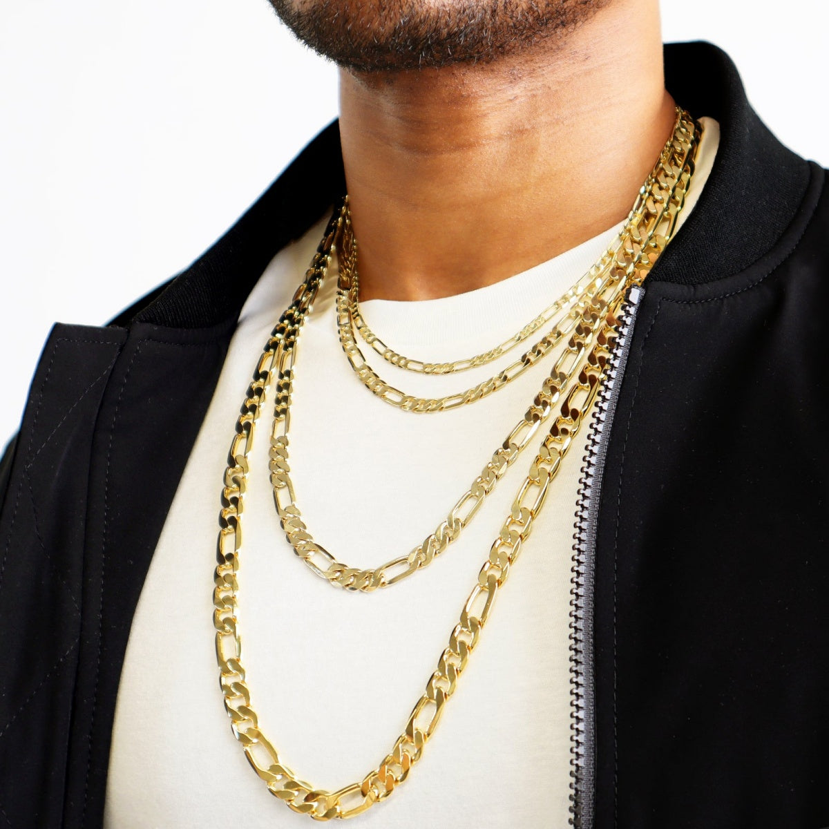 14K Gold Figaro Chain Necklace – Italian Style Unisex Chain 2mm–10mm