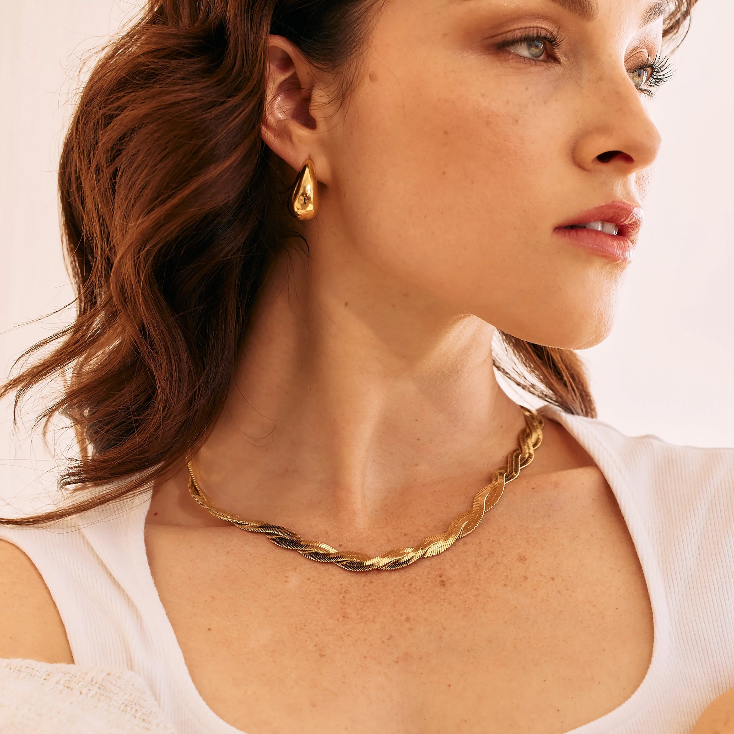 Twisted Herringbone Braided Chain Necklace