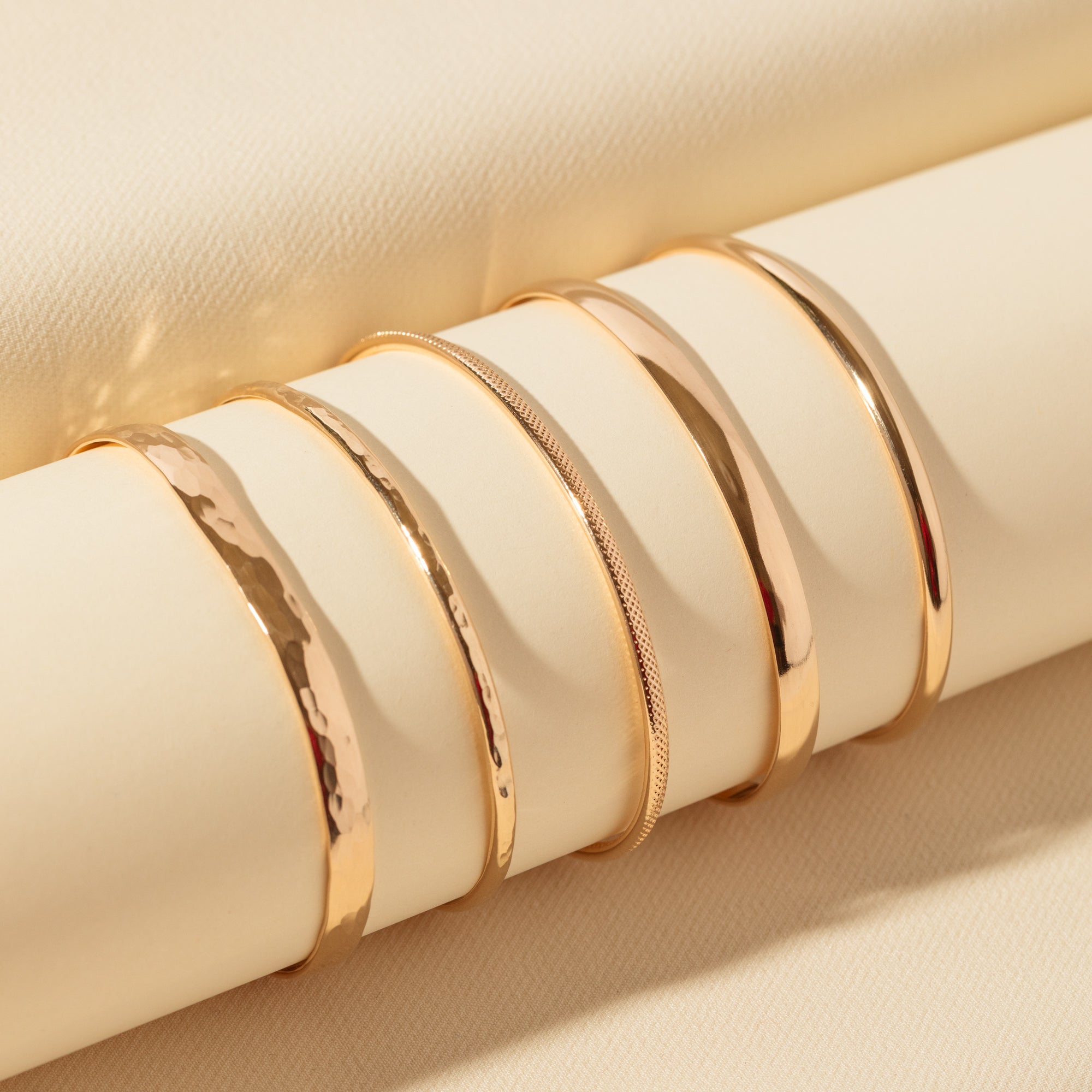 14K Gold Thick Statement Cuff Bracelet