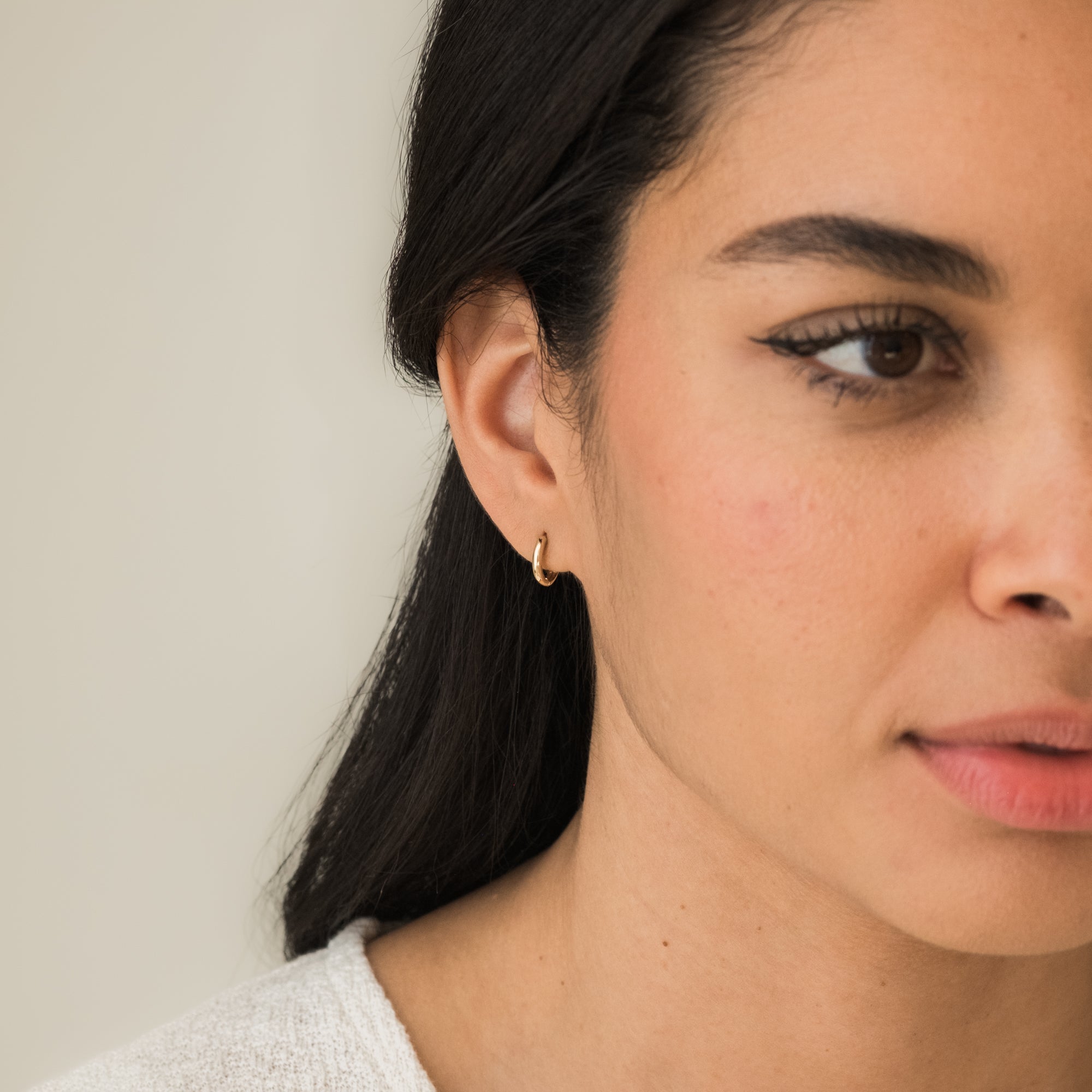 Huggie Hoop Earrings - 14k Solid Gold