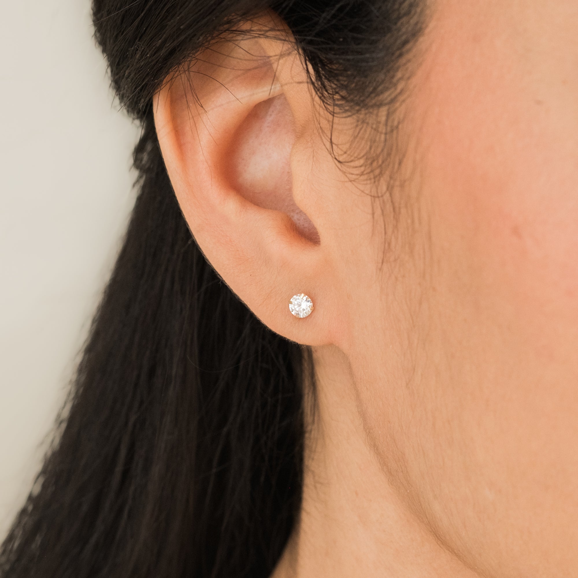 Tiny CZ Screwback Stud Earrings - 14k Solid Gold