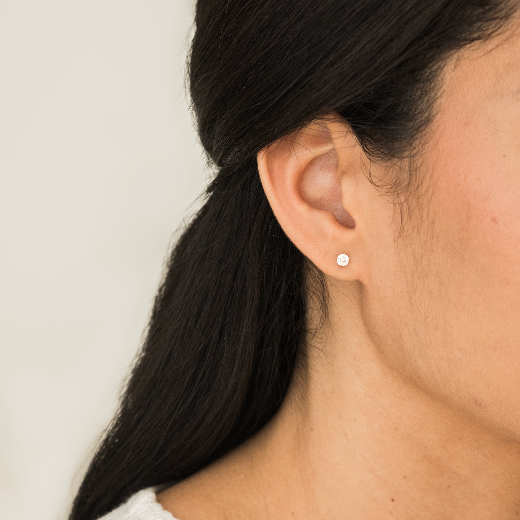 Tiny CZ Screwback Stud Earrings - 14k Solid Gold