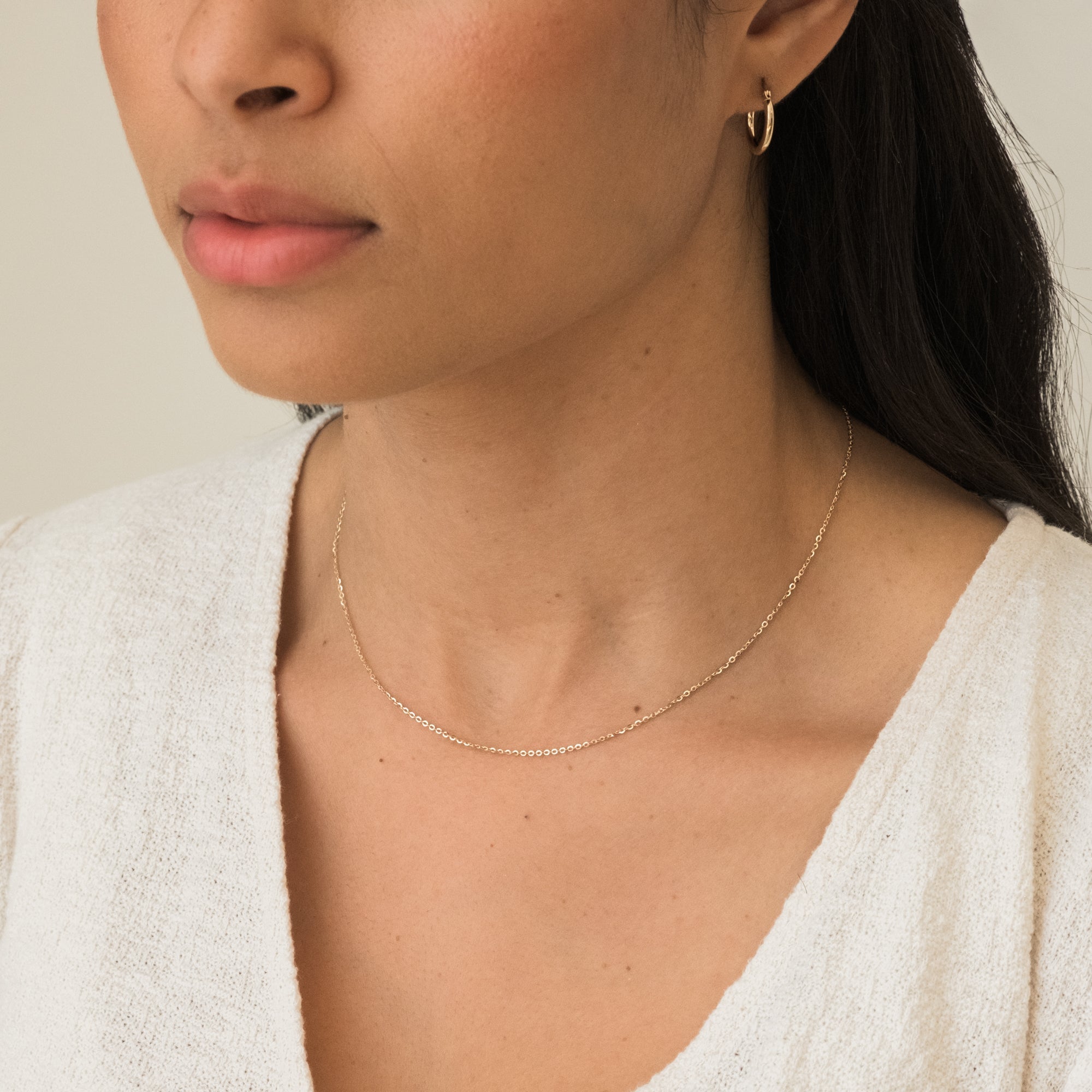 Dainty Cable Chain Necklace - 14k Solid Gold