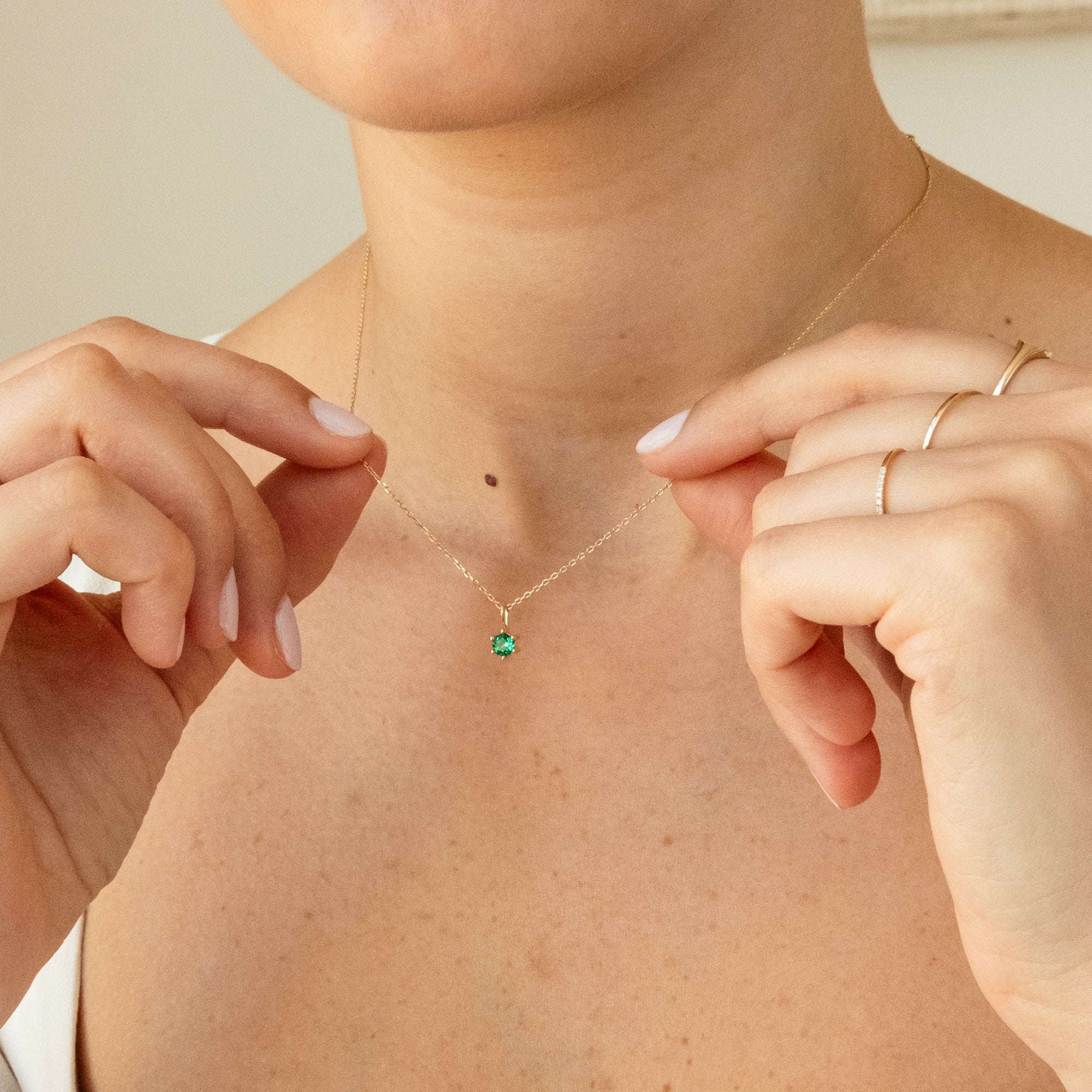 14k Birthstone Charm Necklace