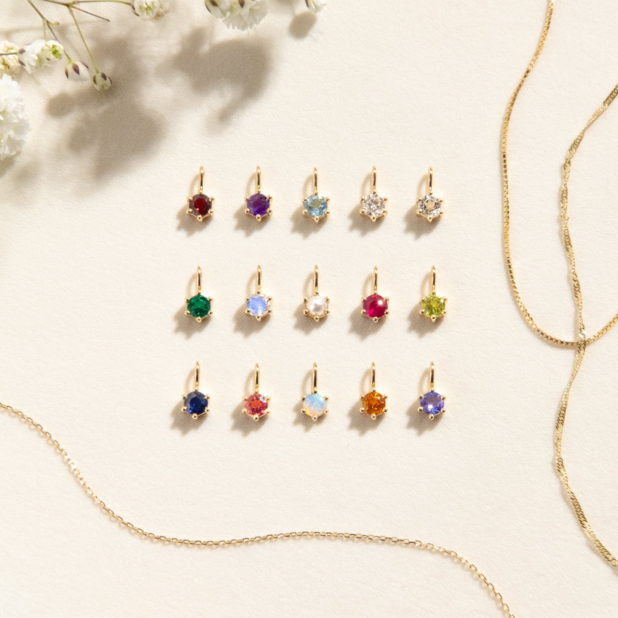 14k Birthstone Charm Necklace