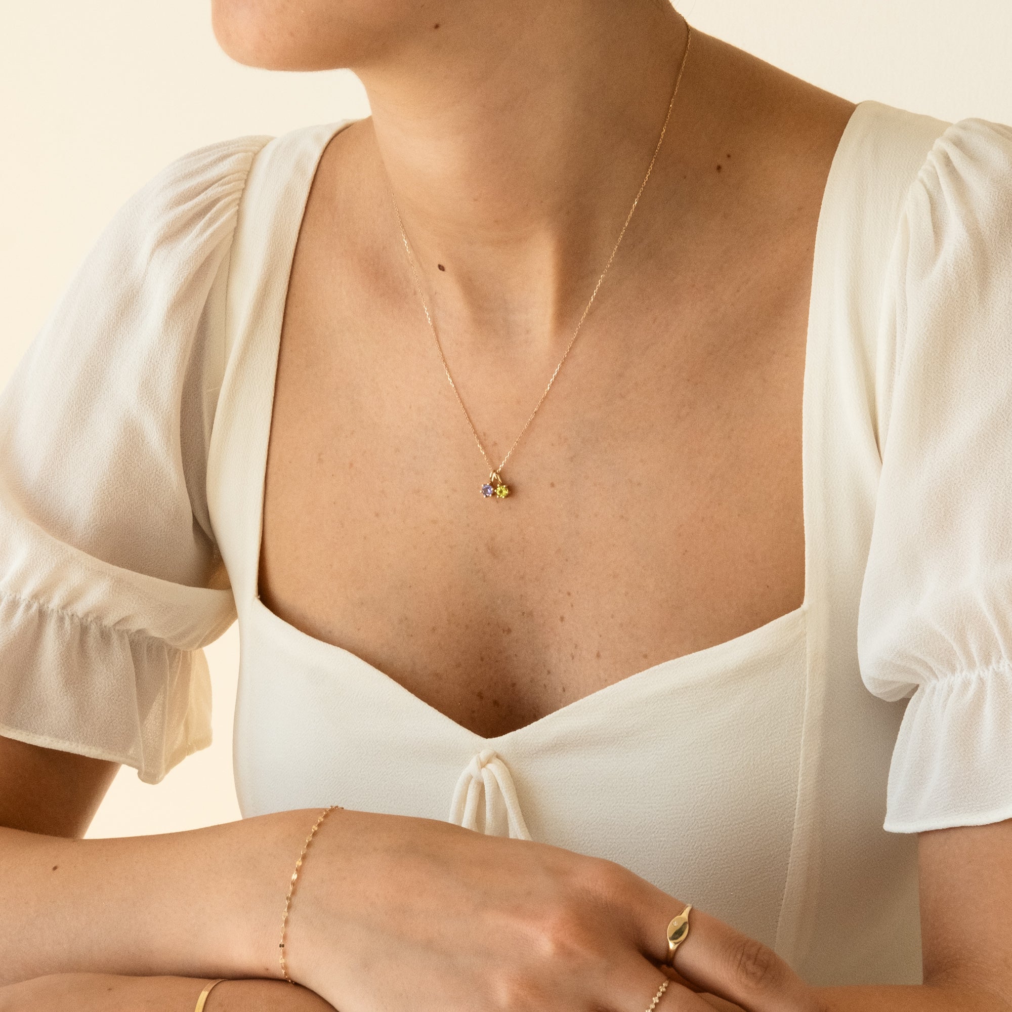 14k Birthstone Charm Necklace