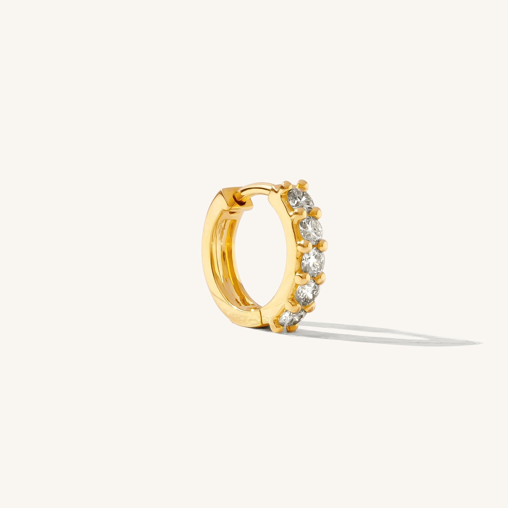 Chunky Diamond Huggie Hoop Earrings