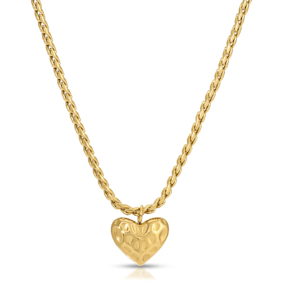 14K Gold Molten Heart Necklace