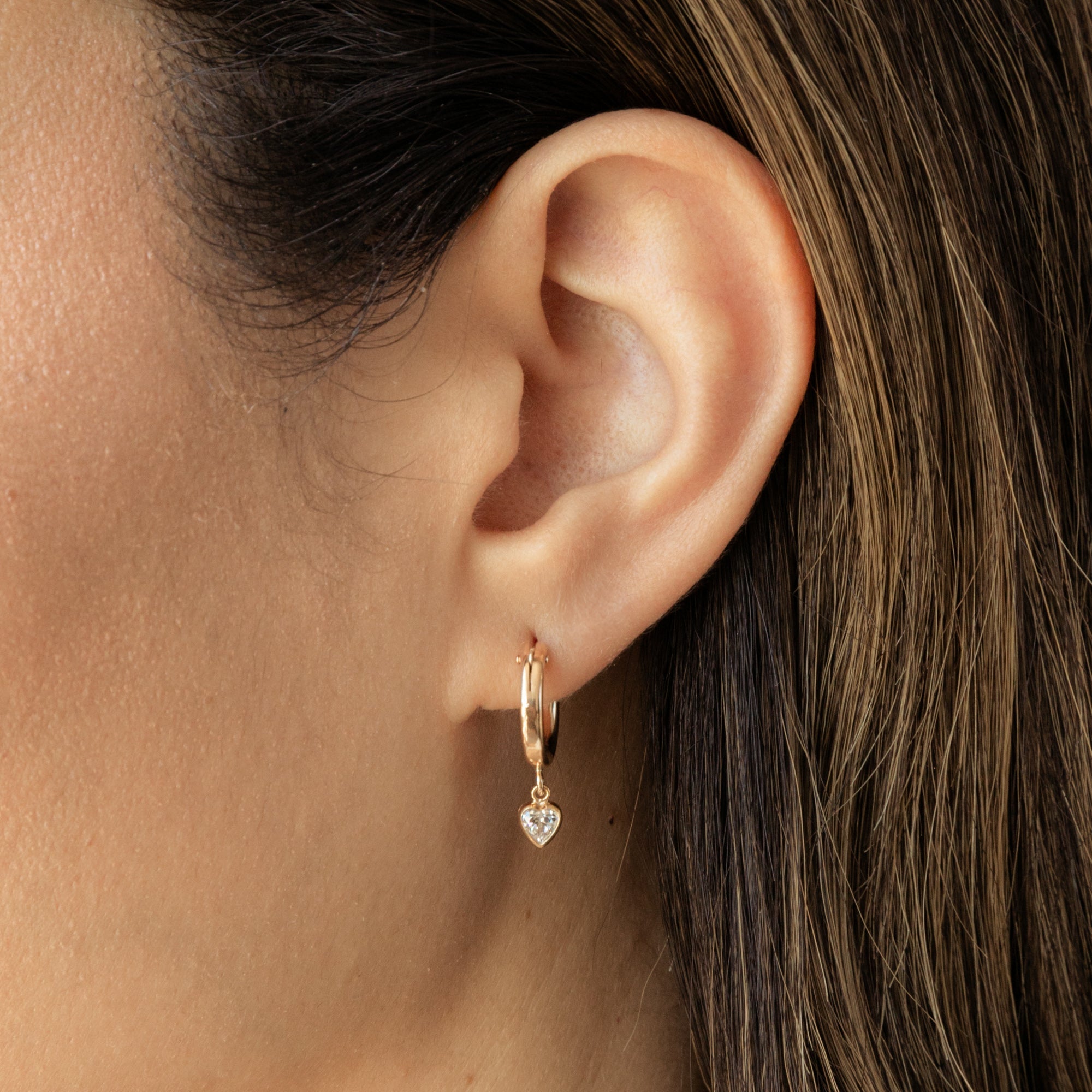 Tiny Heart CZ Hoop Earrings