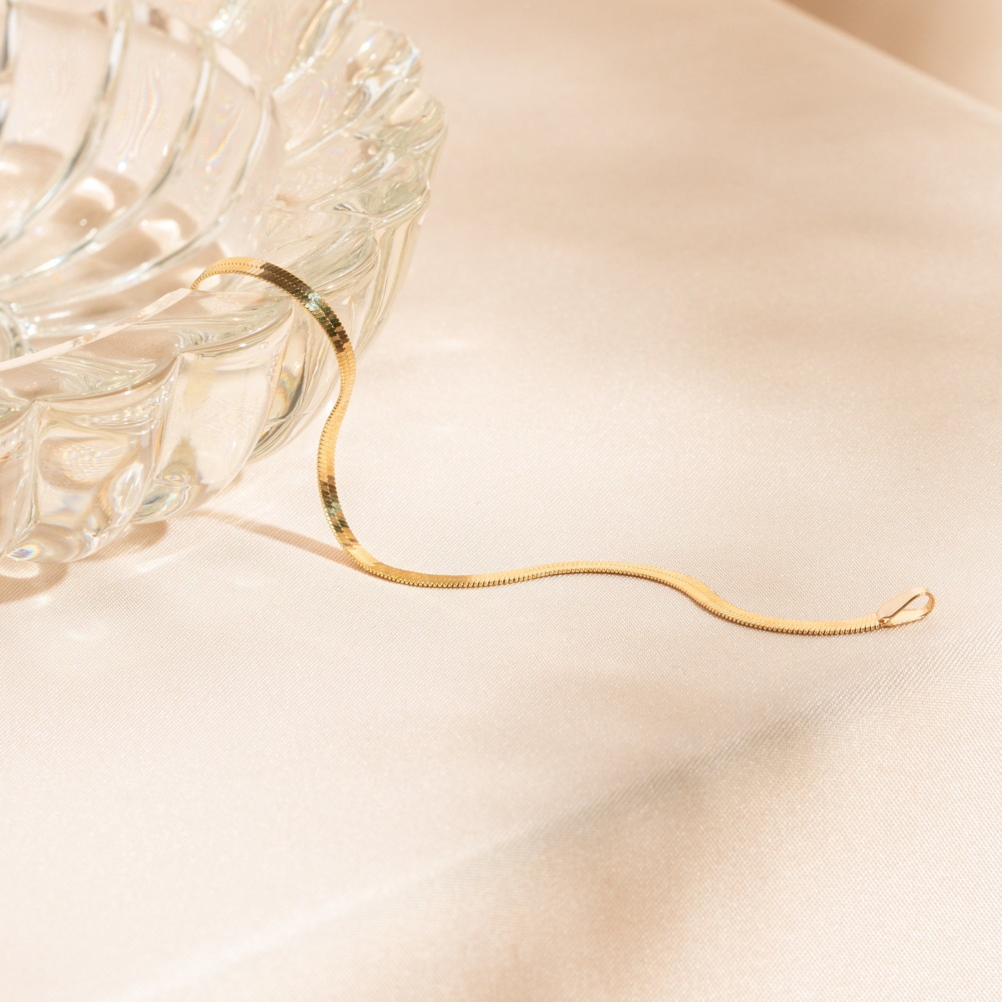 Herringbone Bracelet - 14k Solid Gold