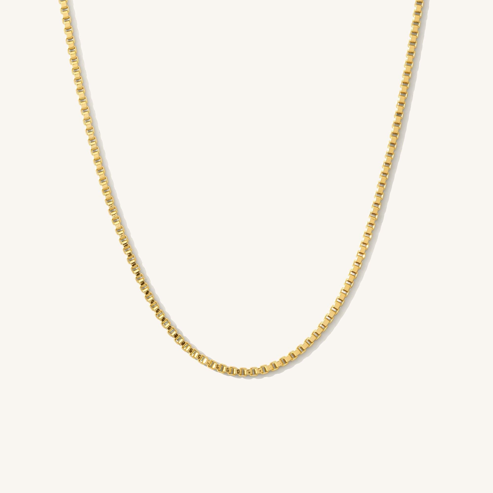 14K Gold Box Chain Necklace