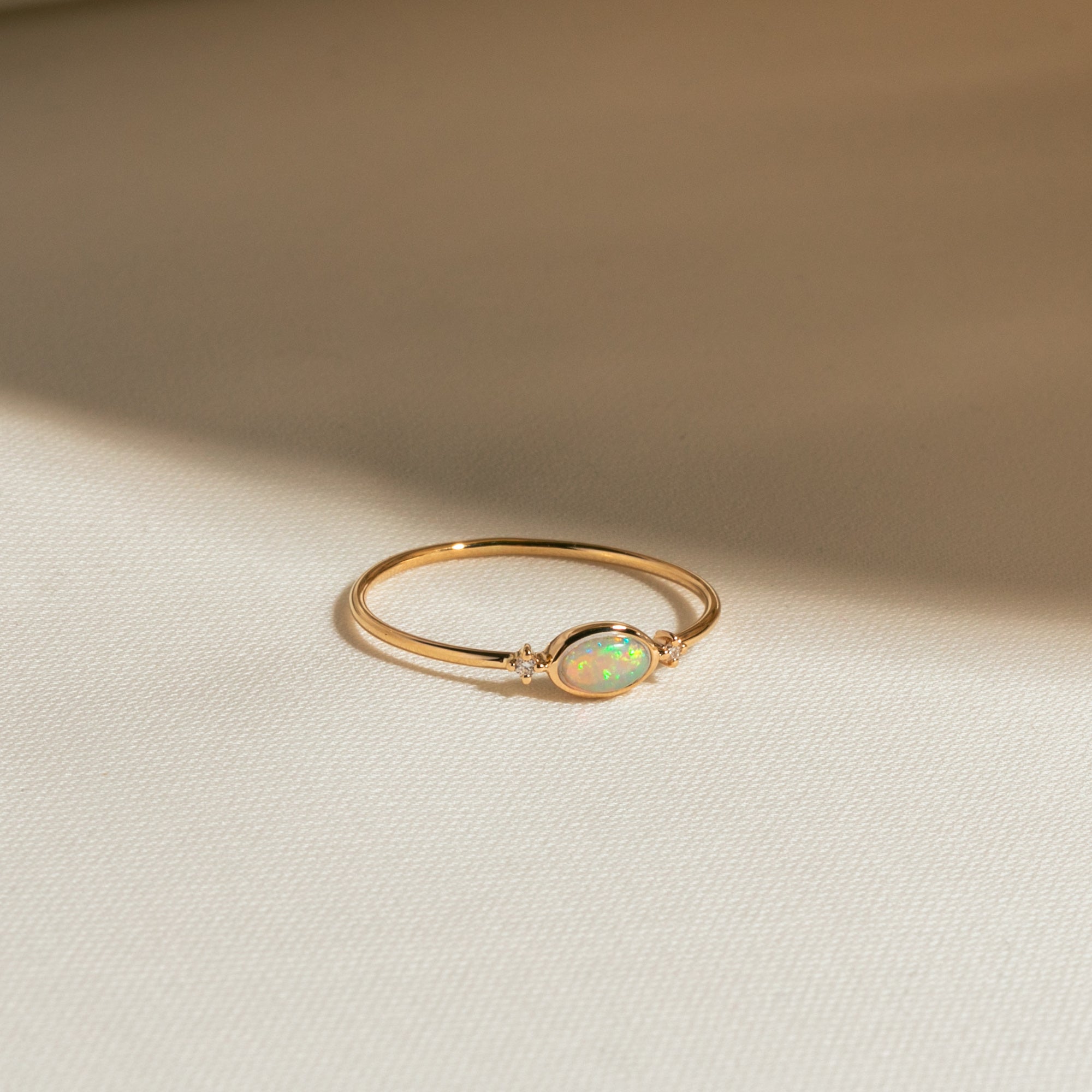 Oval Opal + Diamond Ring