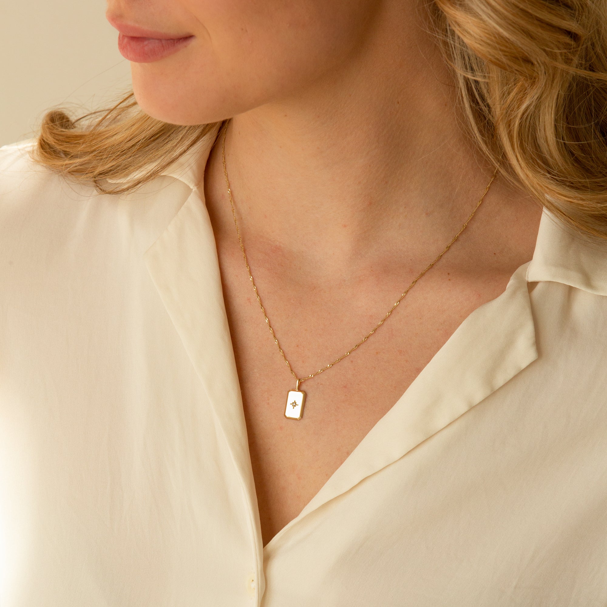 Rectangle Starburst Charm - 14k Solid Gold