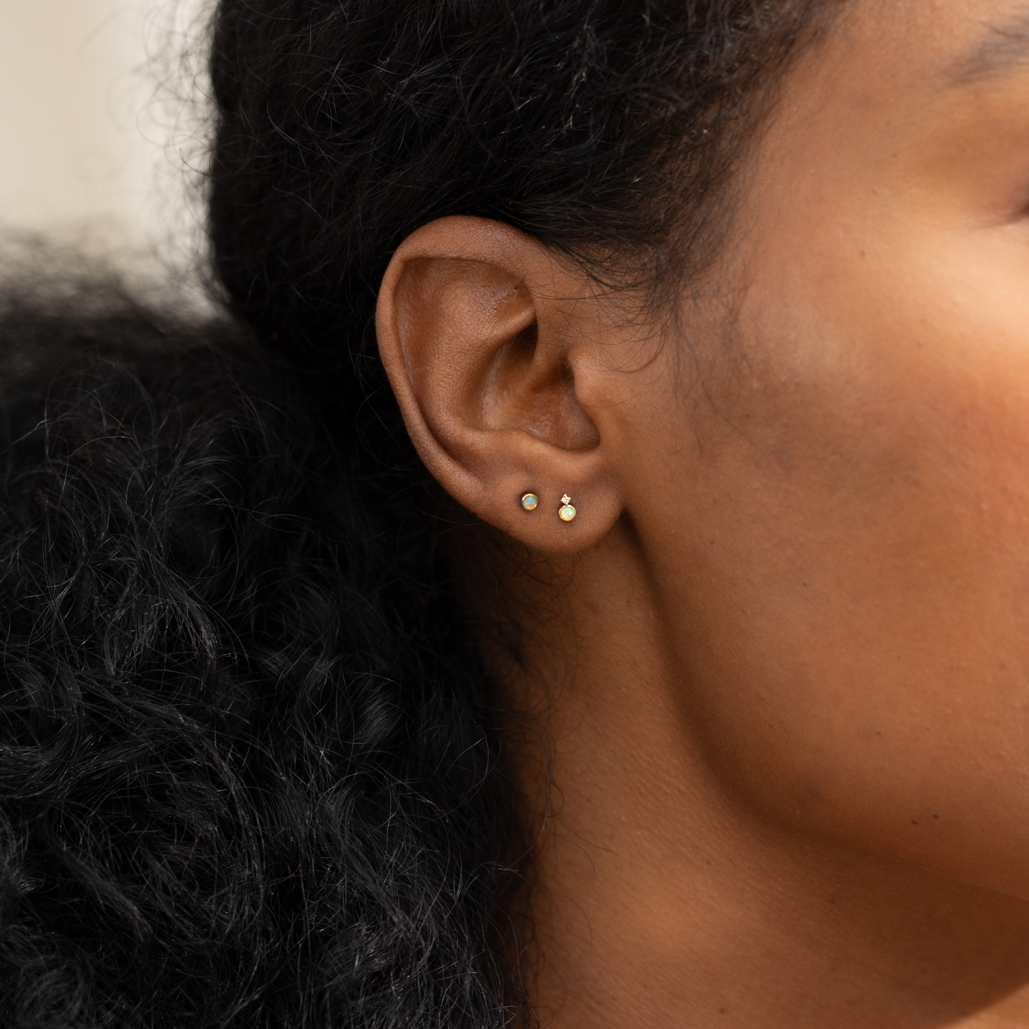 Dainty Opal Flat Back Stud Earring