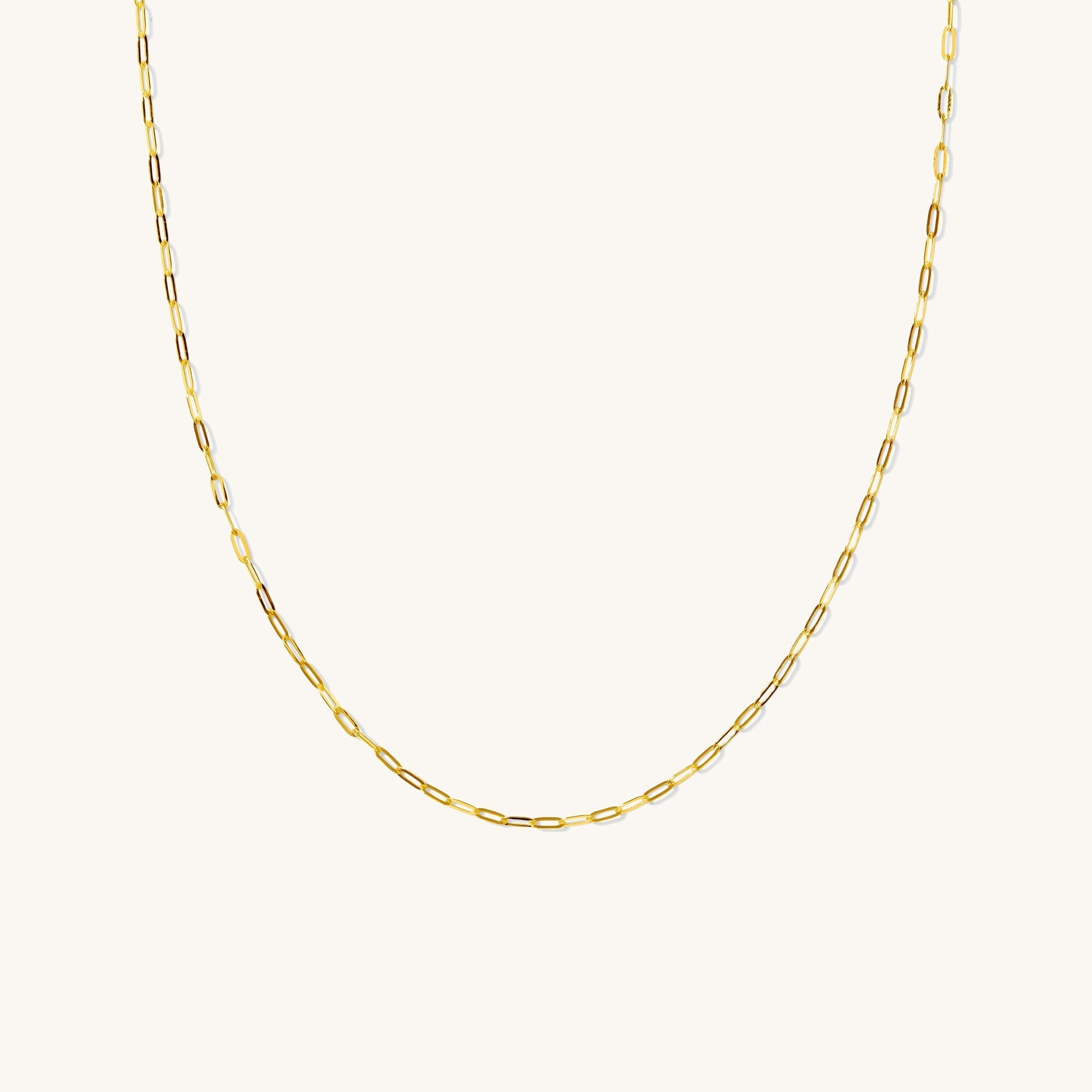 14K Gold Dainty Paperclip Chain Necklace