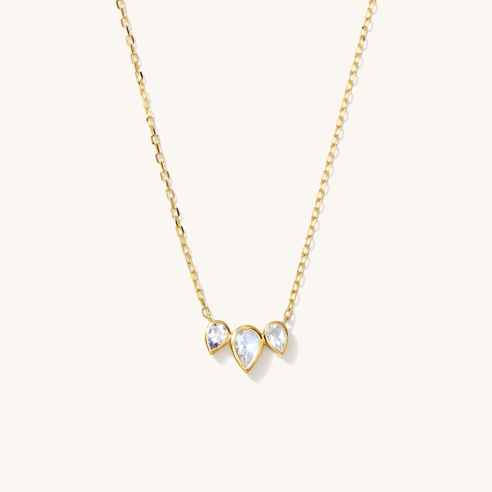Triple Teardrop Moonstone Necklace