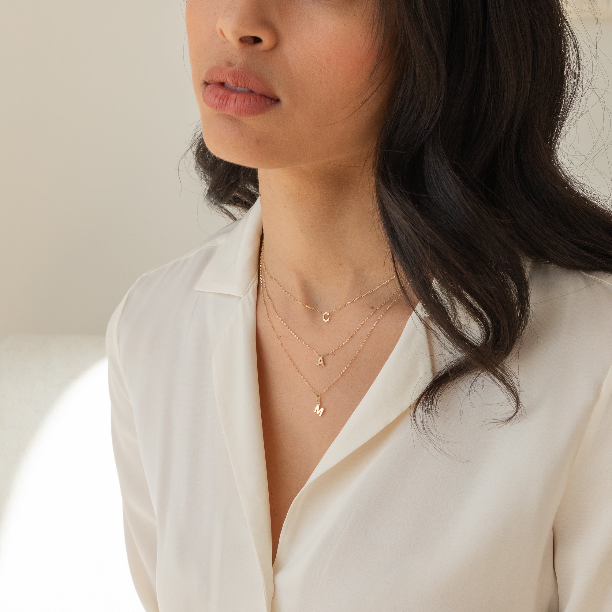 Tiny Initial Necklace - 14k Solid Gold