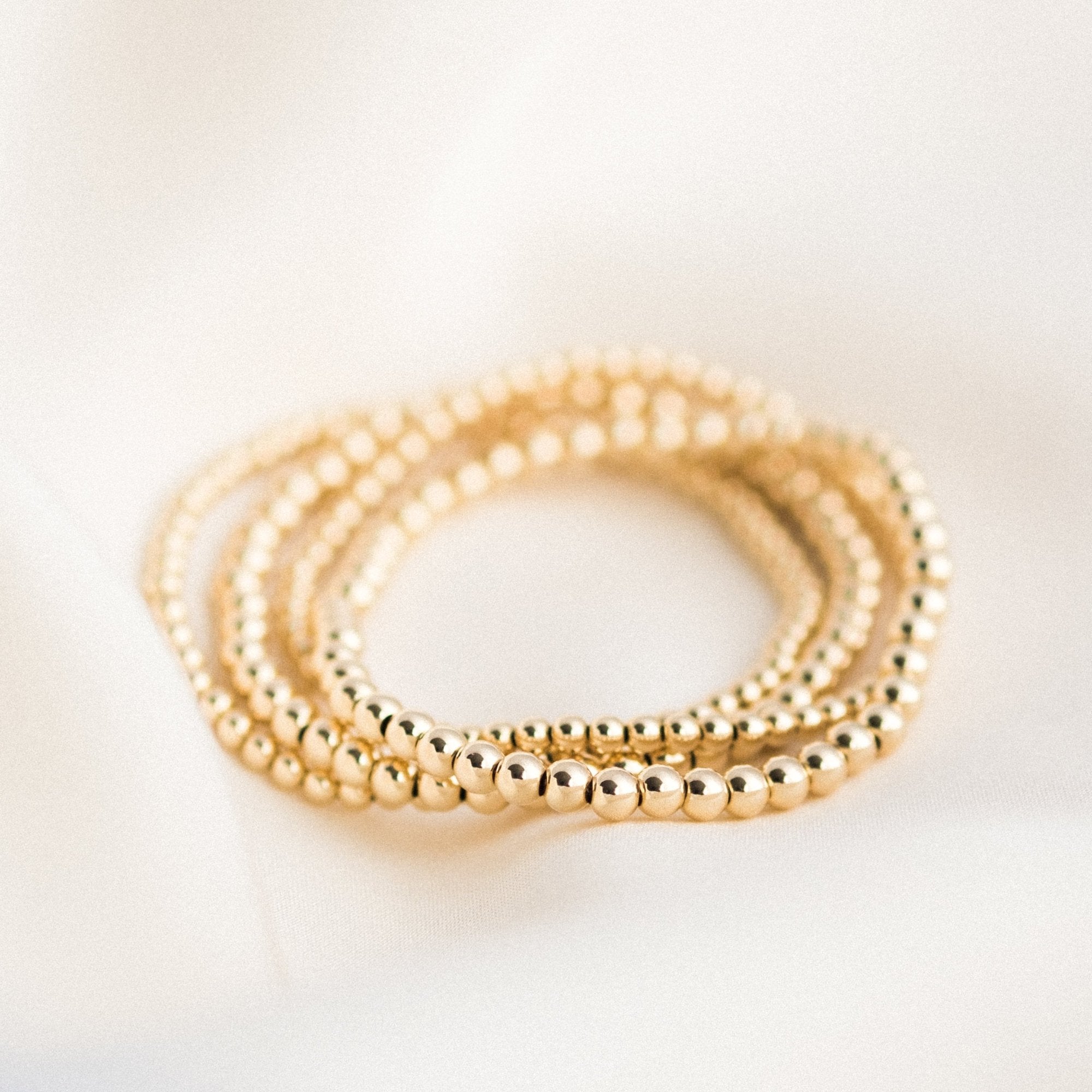 14K Gold Stretch Bead Bracelet
