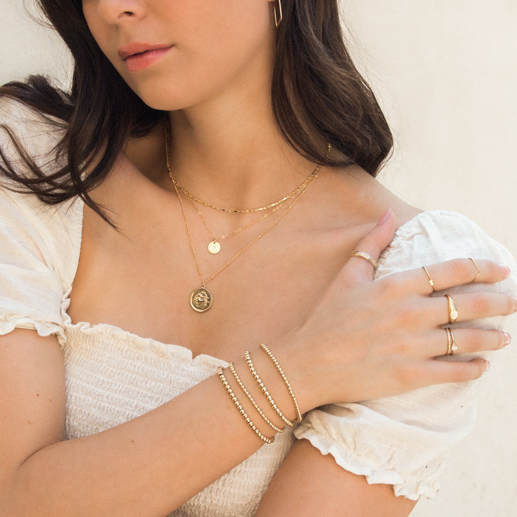 14K Gold Stretch Bead Bracelet