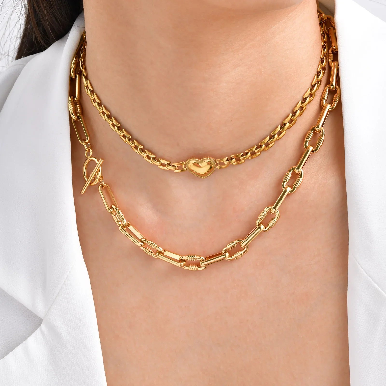 14K Gold RX Chain Heart Necklace