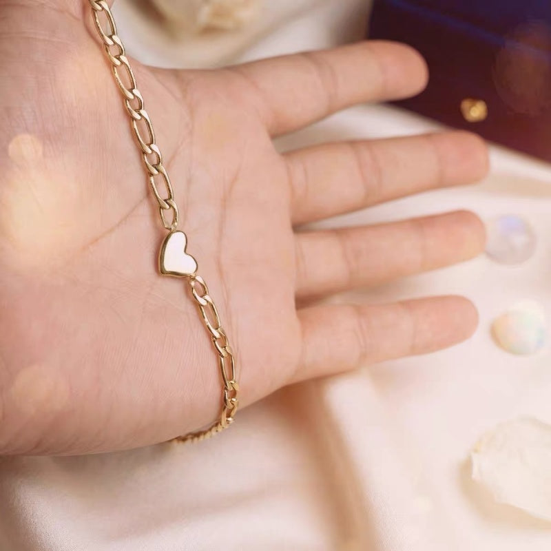 14K Gold Heart Link Chain Necklace