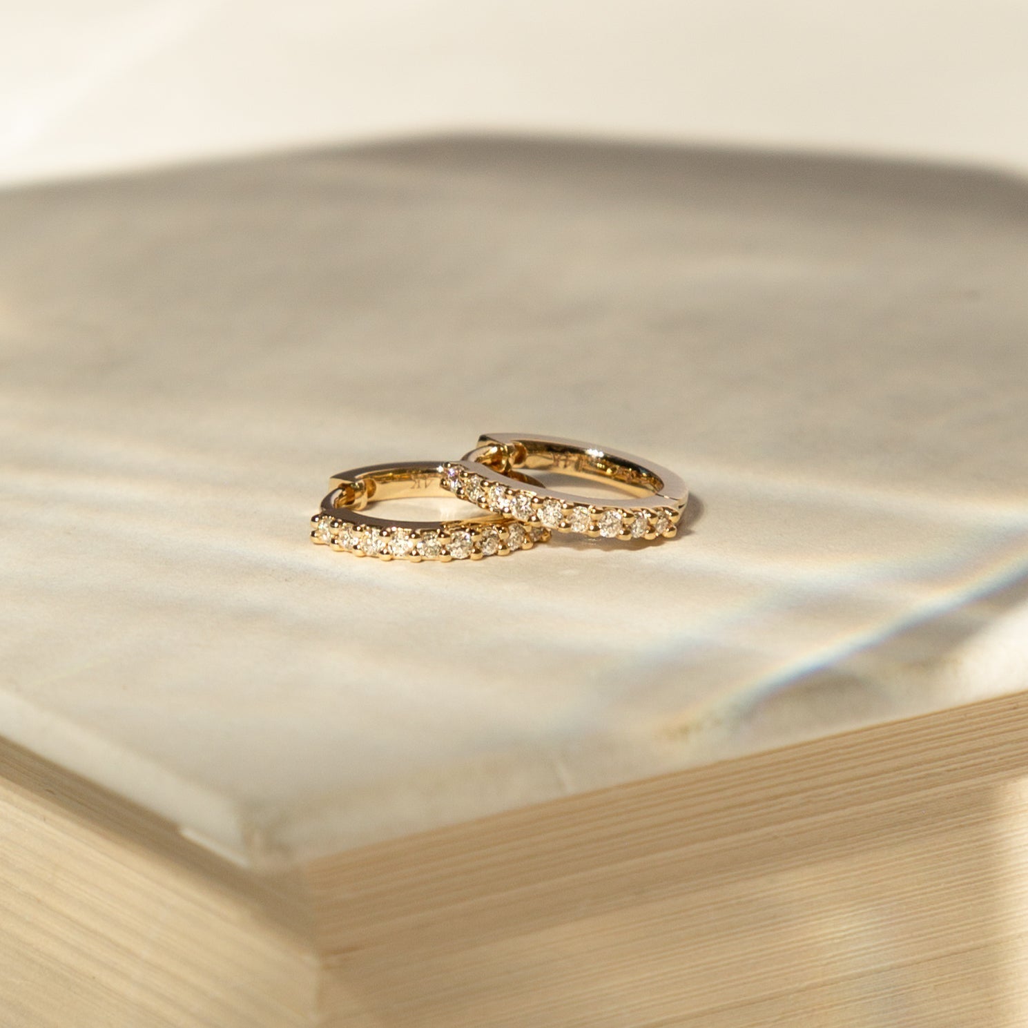 Diamond Huggie Hoop Earrings