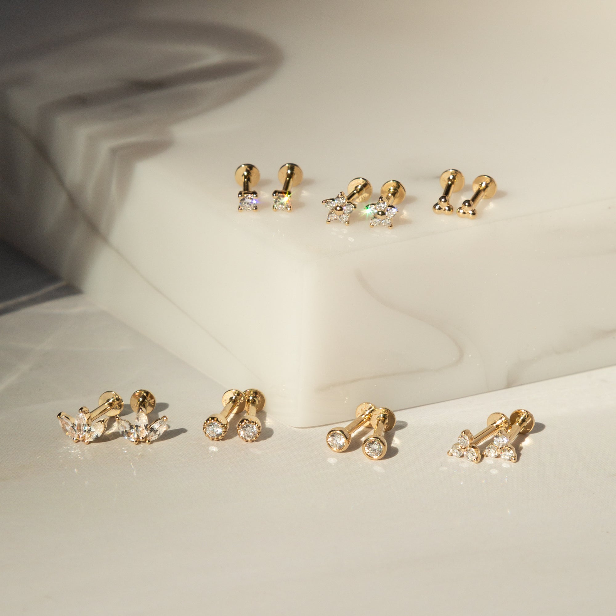 Diamond Prong Flat Back Stud Earring