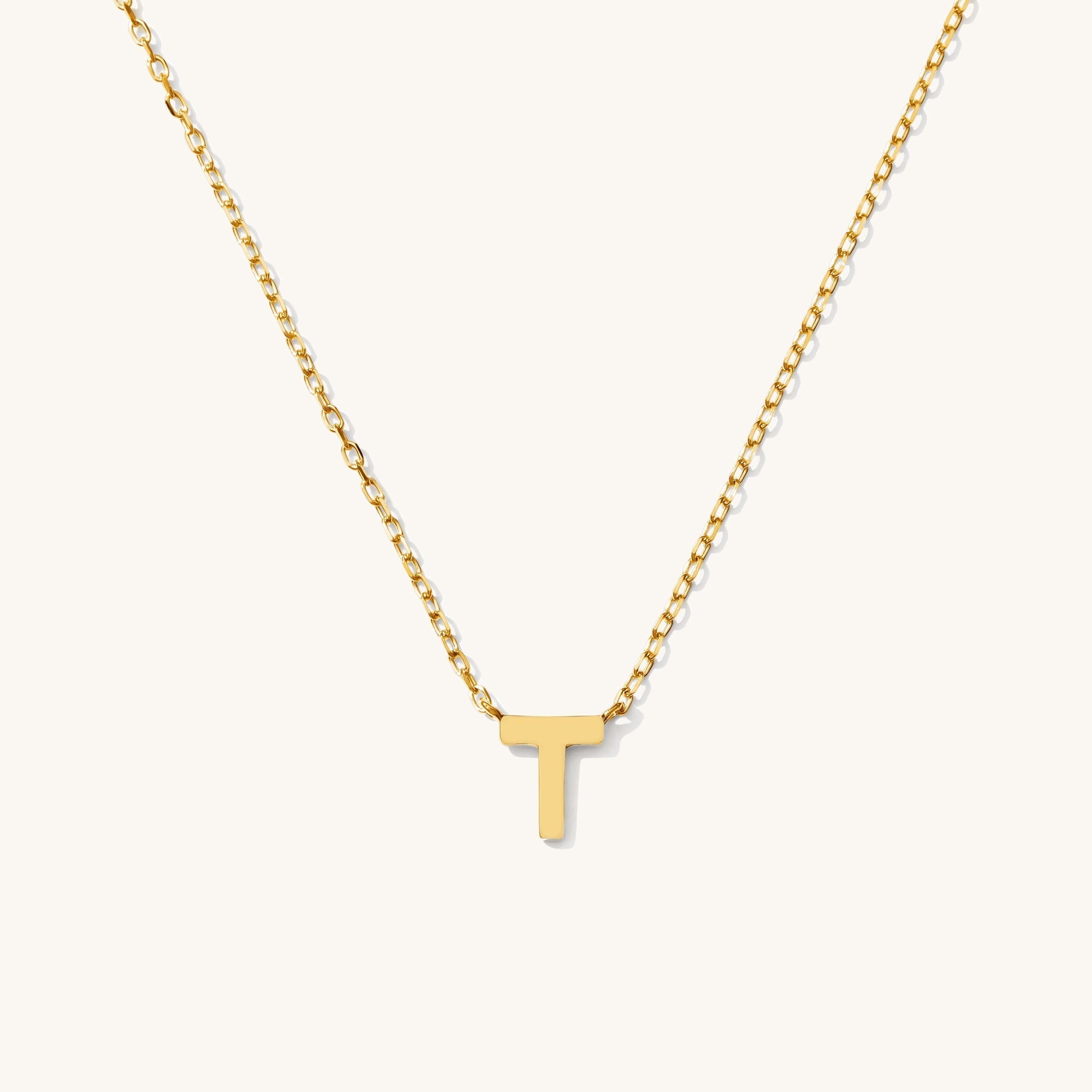 Tiny Initial Necklace - 14k Solid Gold