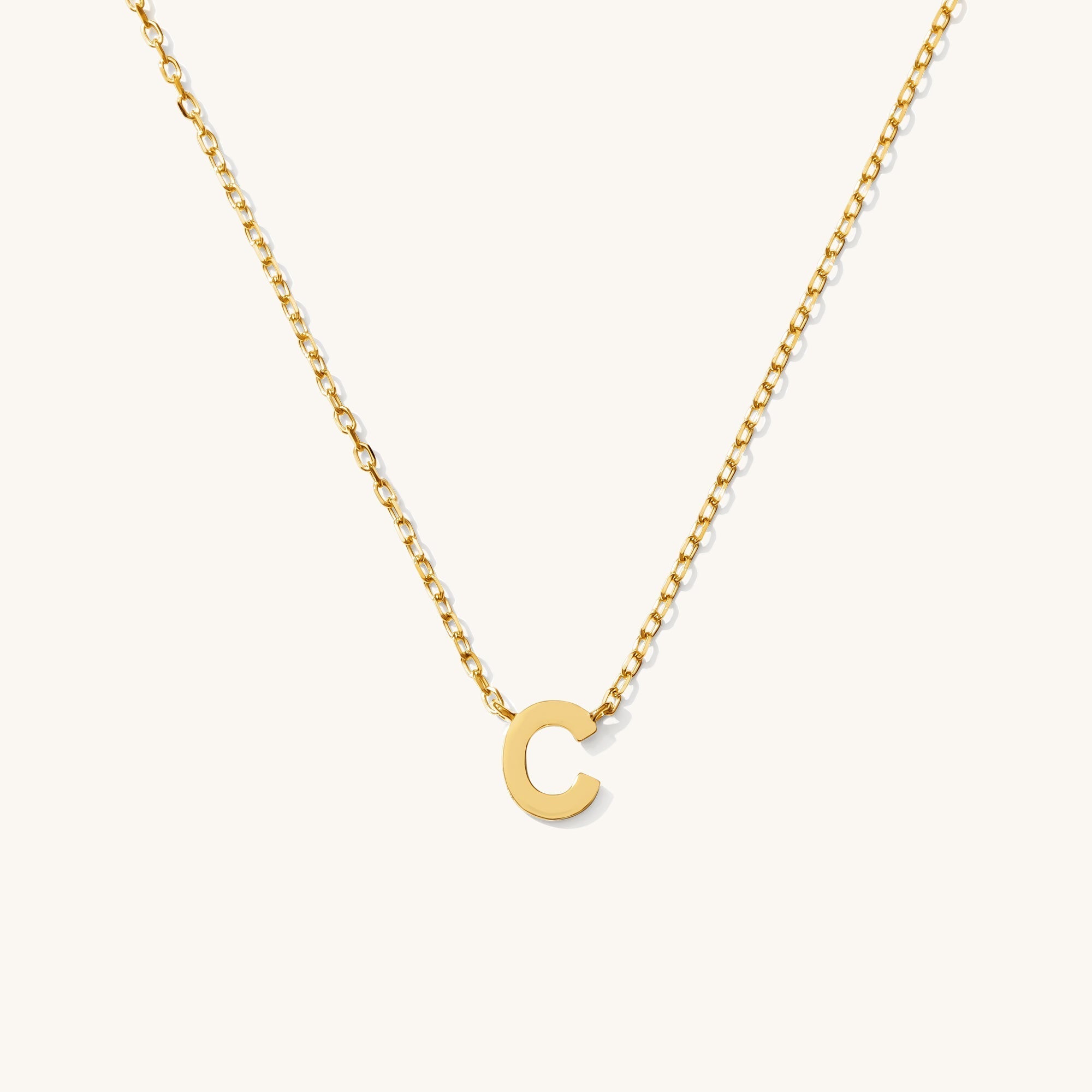 Tiny Initial Necklace - 14k Solid Gold