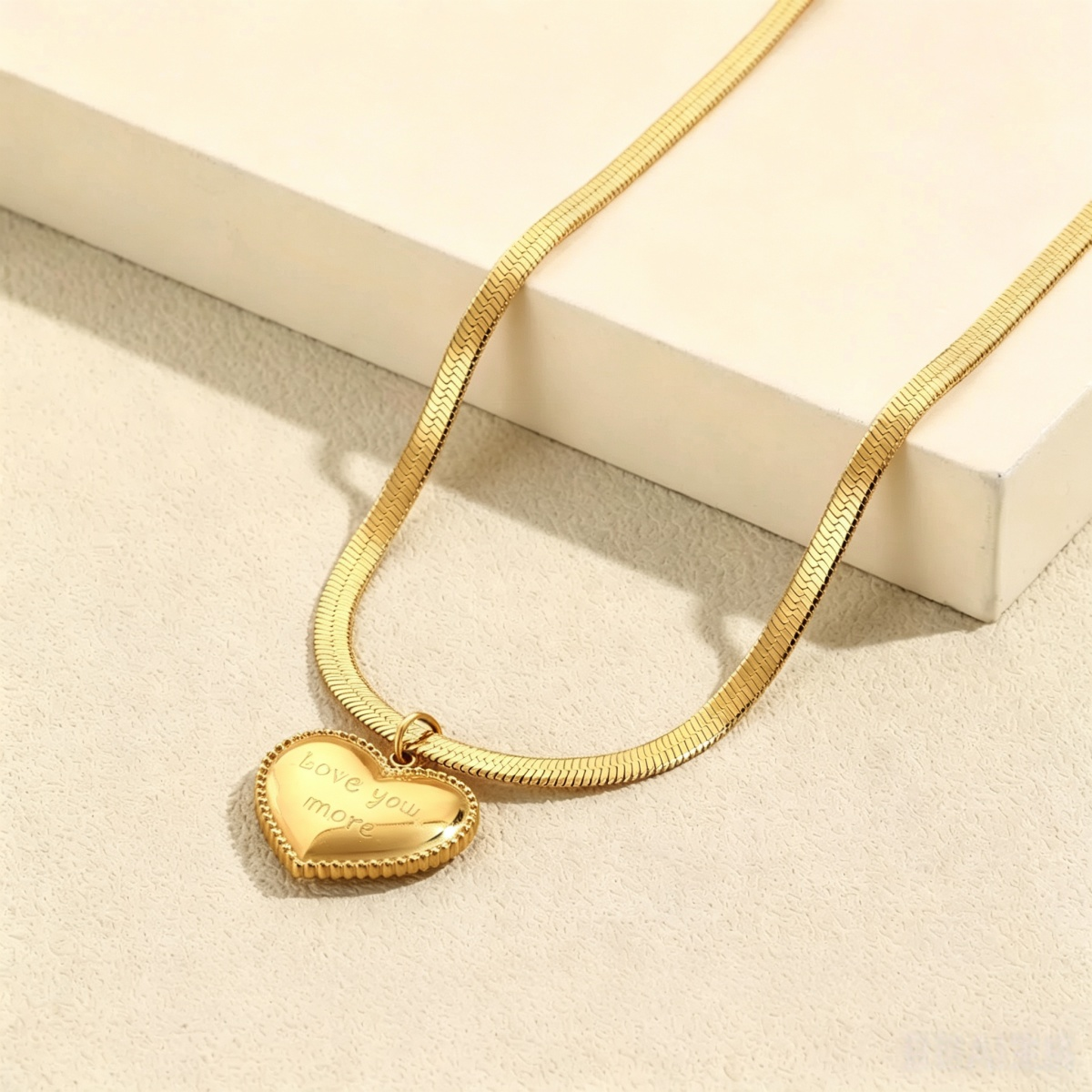 14K Gold 'Love You More' Heart Pendant Necklace