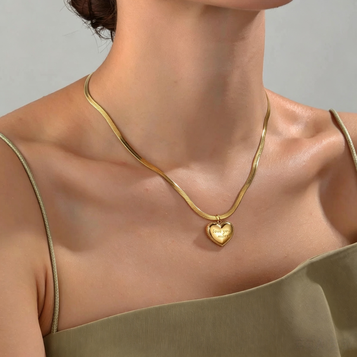 14K Gold 'Love You More' Heart Pendant Necklace