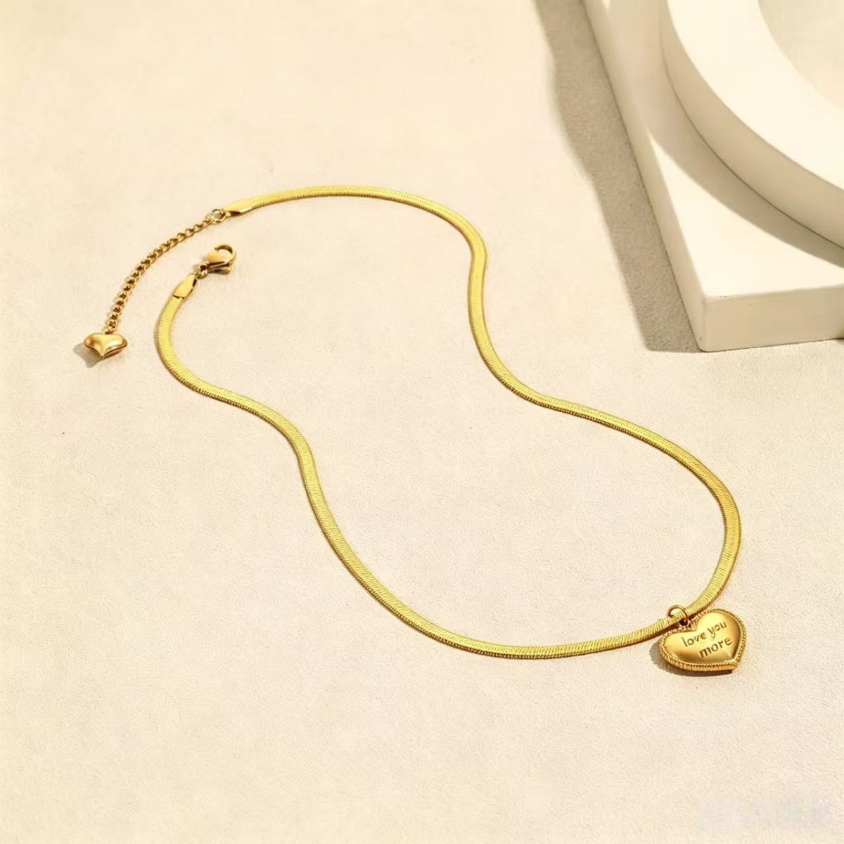 14K Gold 'Love You More' Heart Pendant Necklace