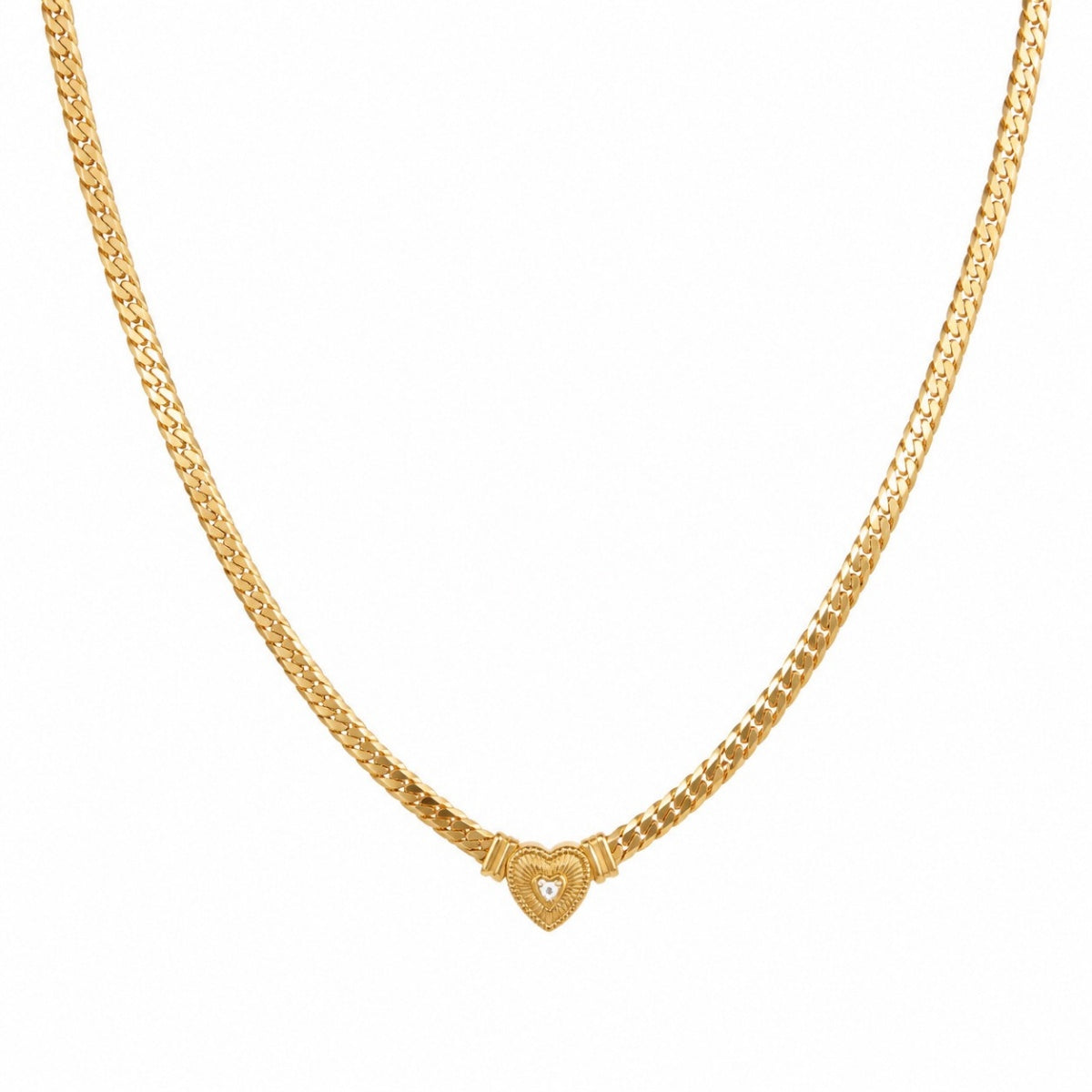 Amoura Crystal Heart Necklace in 14K Gold