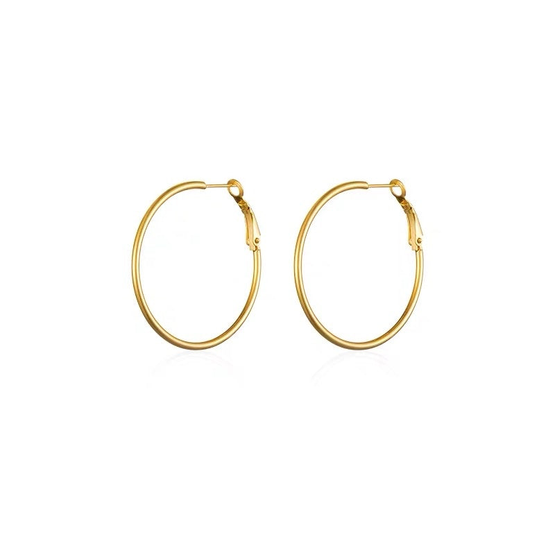Thin Hoop Earrings-14K Gold