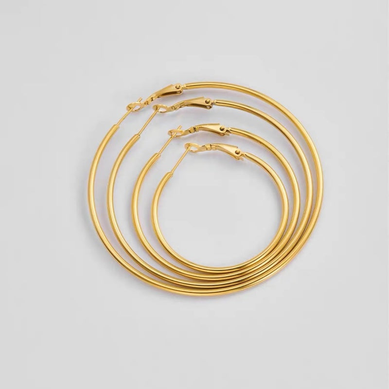 Thin Hoop Earrings-14K Gold