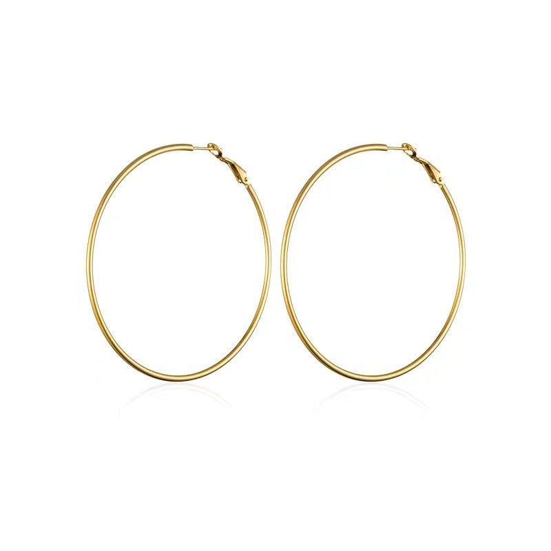 Thin Hoop Earrings-14K Gold