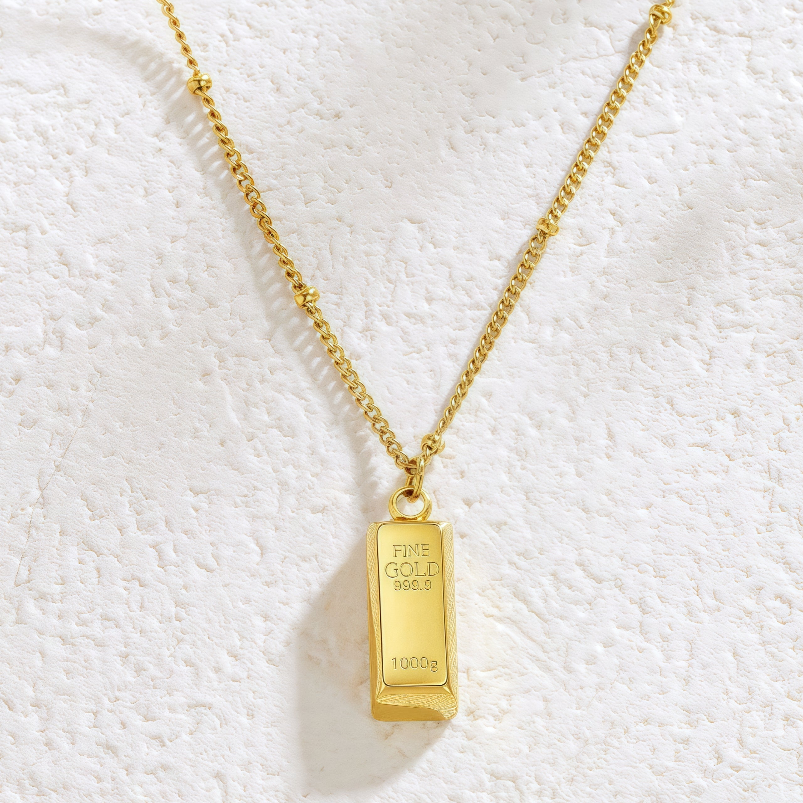 14K Gold Bar Pendant Necklace