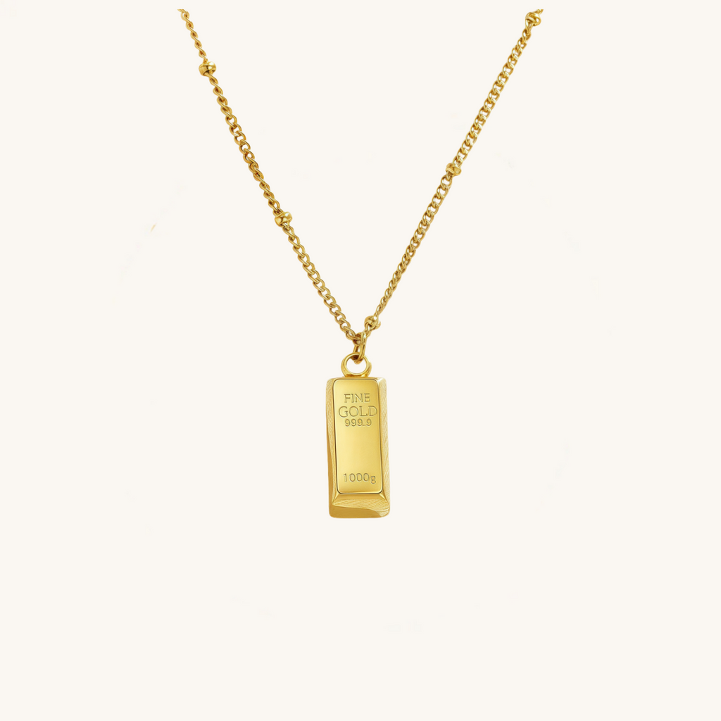 14K Gold Bar Pendant Necklace